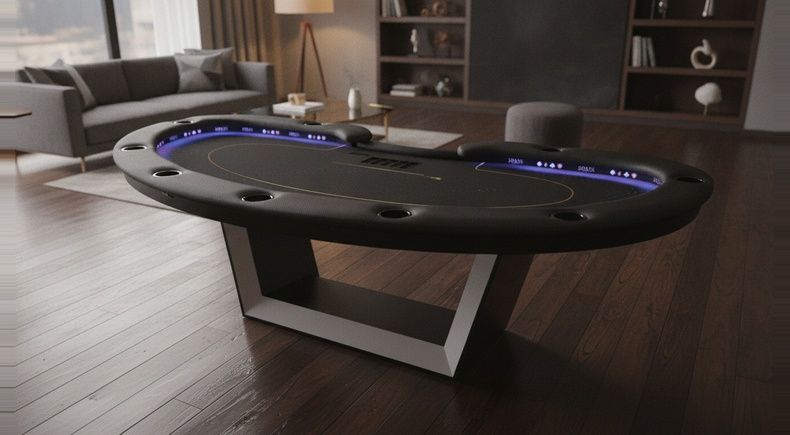Mesa de Poker Luxo TV 10 Lugares Coluna U Quadrada com LED RGB - L39
